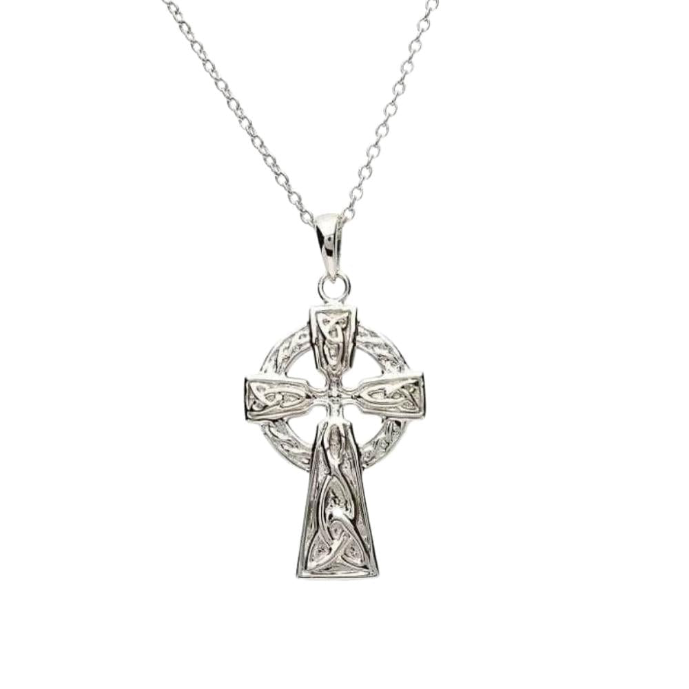 Sterling Silver Trinity Knot Celtic Cross Necklace