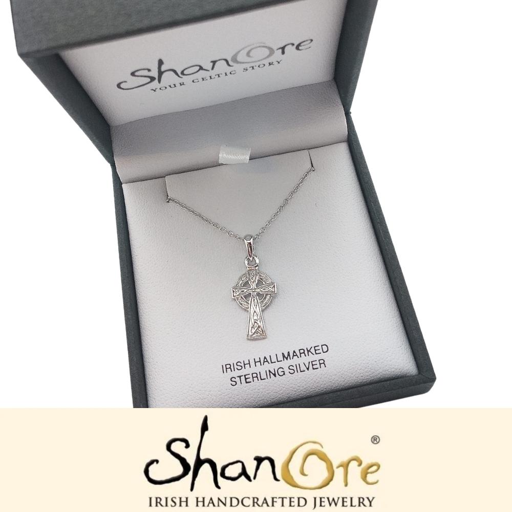 Sterling Silver Trinity Knot Celtic Cross Necklace