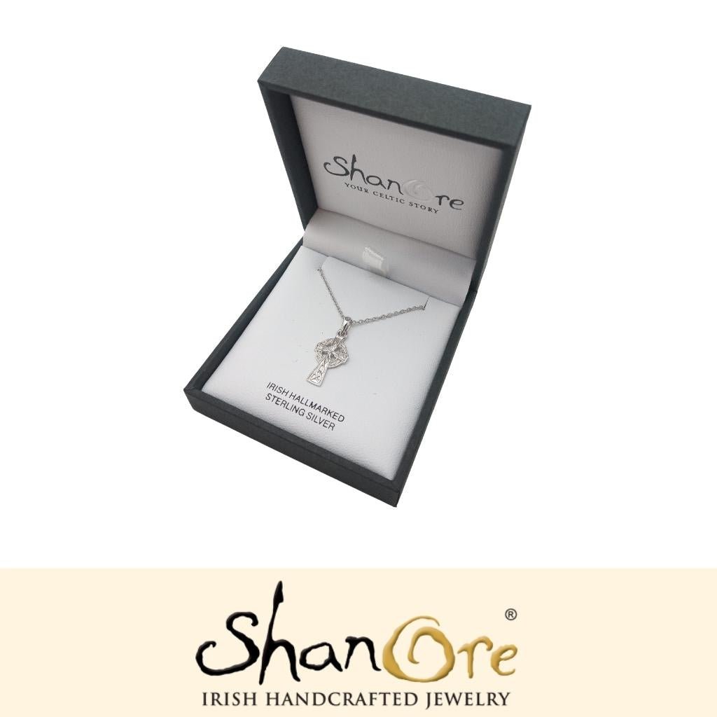 Sterling Silver Trinity Knot Celtic Cross Necklace- Small