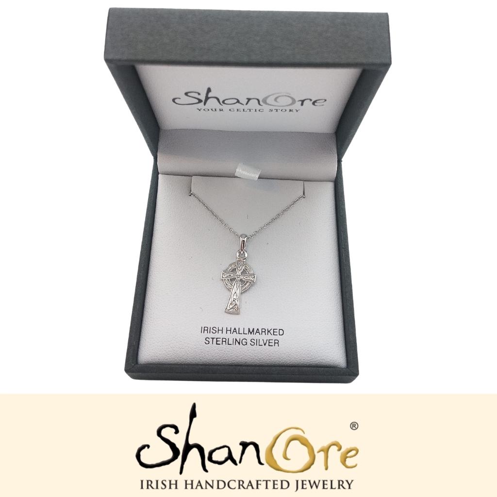 Sterling Silver Trinity Knot Celtic Cross Necklace- Small