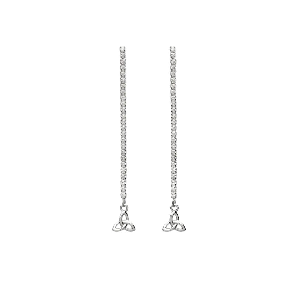 Sterling Silver Trinity Knot Drop Chain Earrings