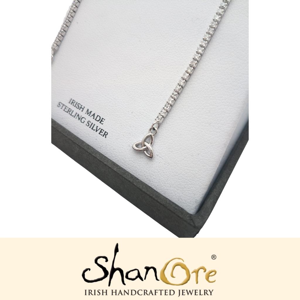 Sterling Silver Trinity Knot Drop Chain Earrings