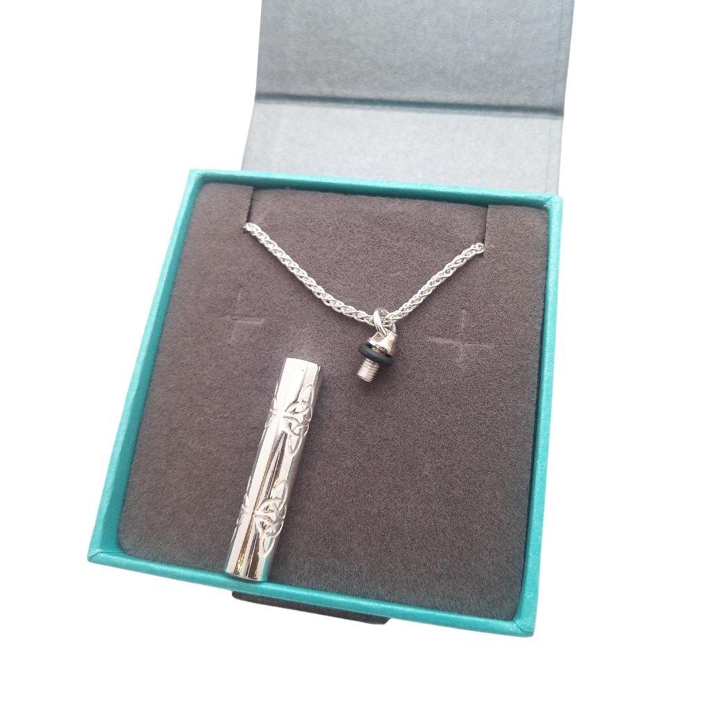 Sterling Silver Trinity Knot Keepsake Vial Necklace