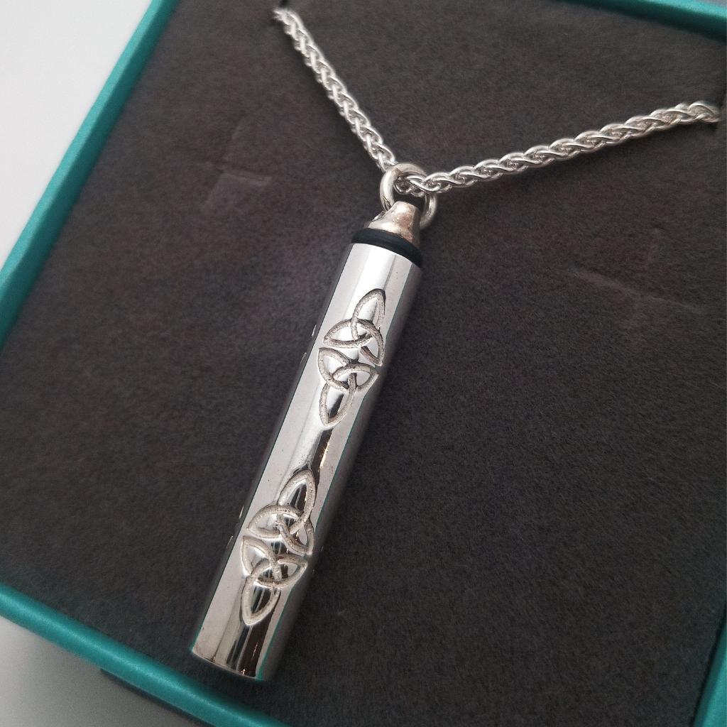 Sterling Silver Trinity Knot Keepsake Vial Necklace