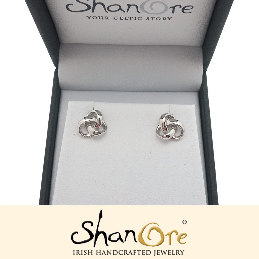 Sterling Silver Trinity Knot Modern Stud Earrings