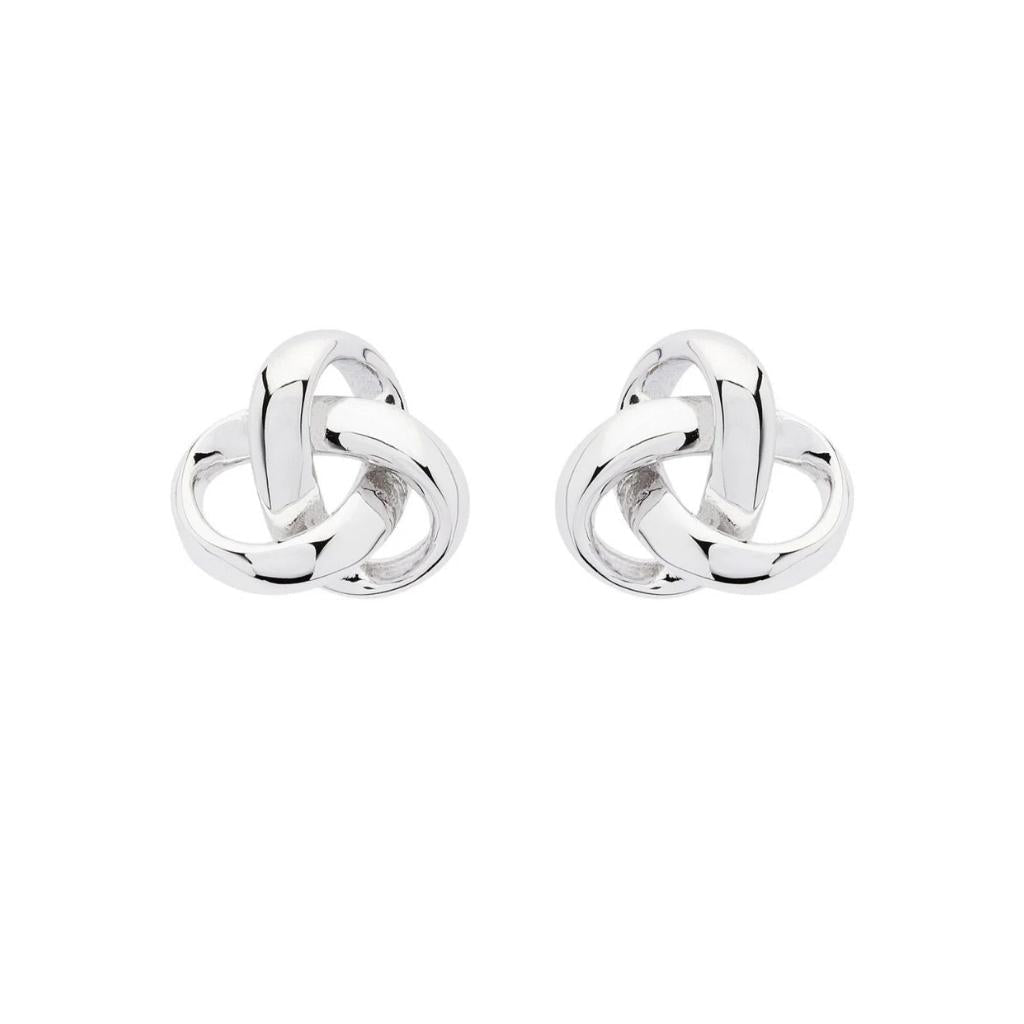 Sterling Silver Trinity Knot Modern Stud Earrings