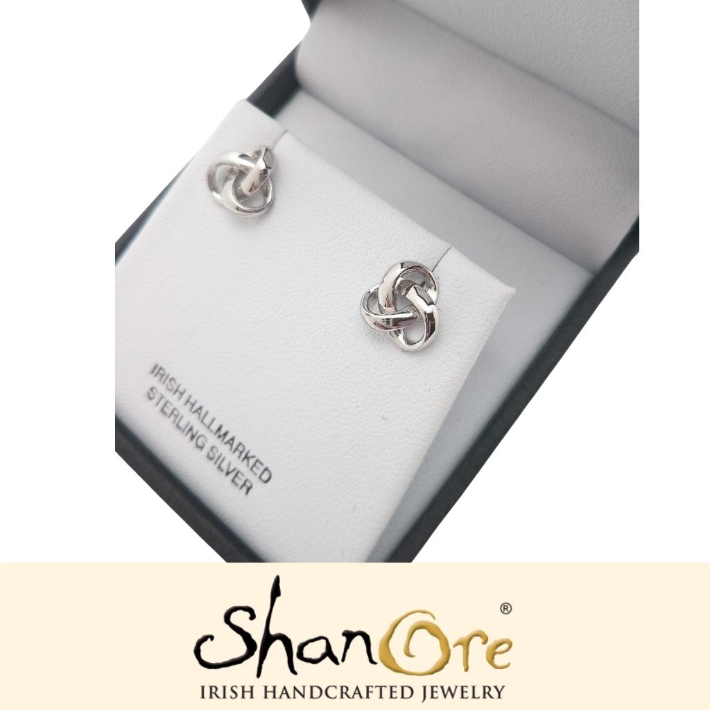 Sterling Silver Trinity Knot Modern Stud Earrings