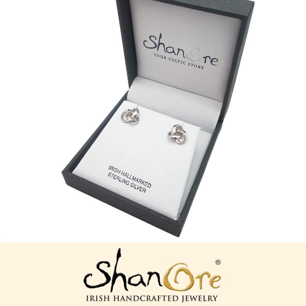 Sterling Silver Trinity Knot Modern Stud Earrings