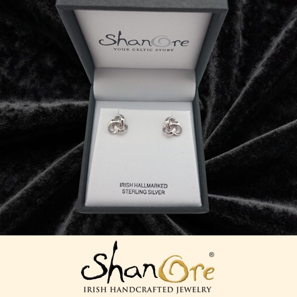 Sterling Silver Trinity Knot Modern Stud Earrings