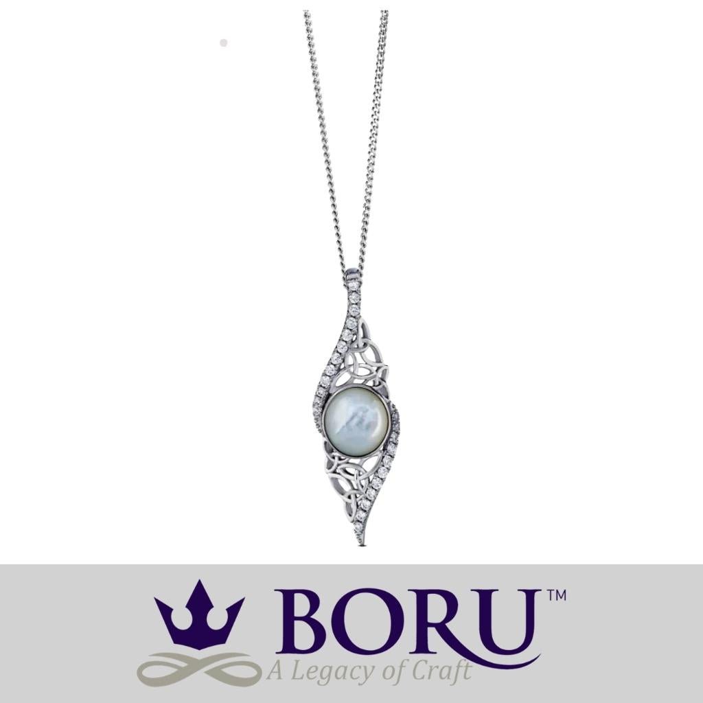 Sterling Silver Trinity Knot Mother of Pearl Arianrhod Necklace