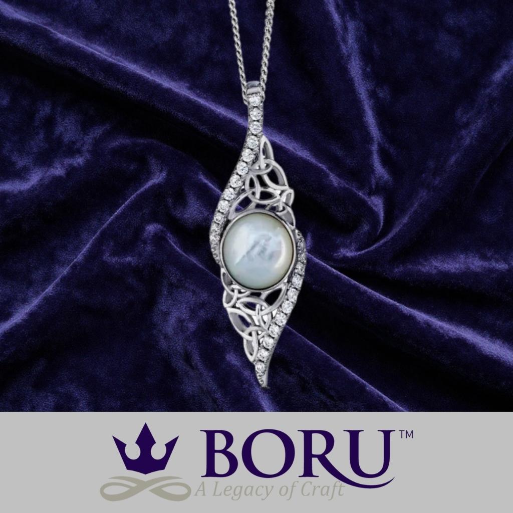 Sterling Silver Trinity Knot Mother of Pearl Arianrhod Necklace