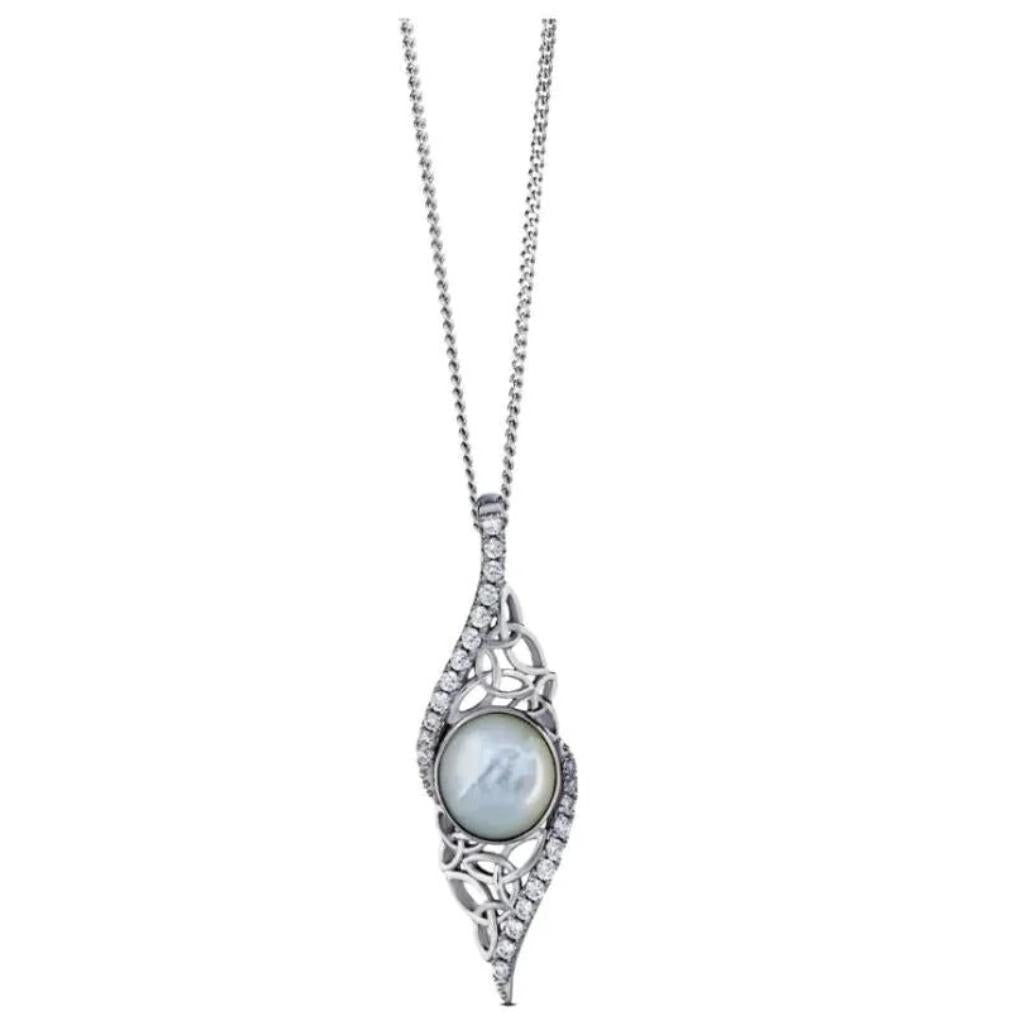 Sterling Silver Trinity Knot Mother of Pearl Arianrhod Necklace