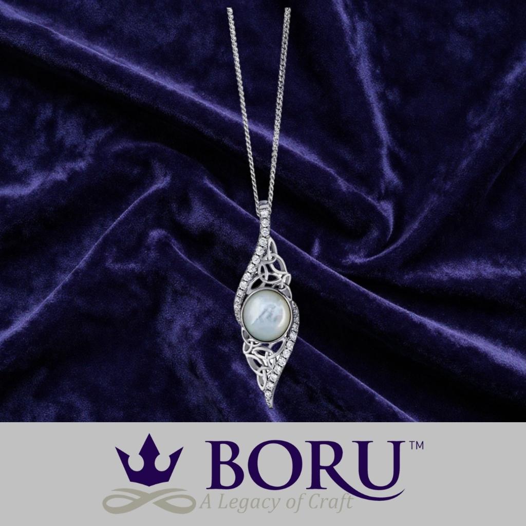 Sterling Silver Trinity Knot Mother of Pearl Arianrhod Necklace