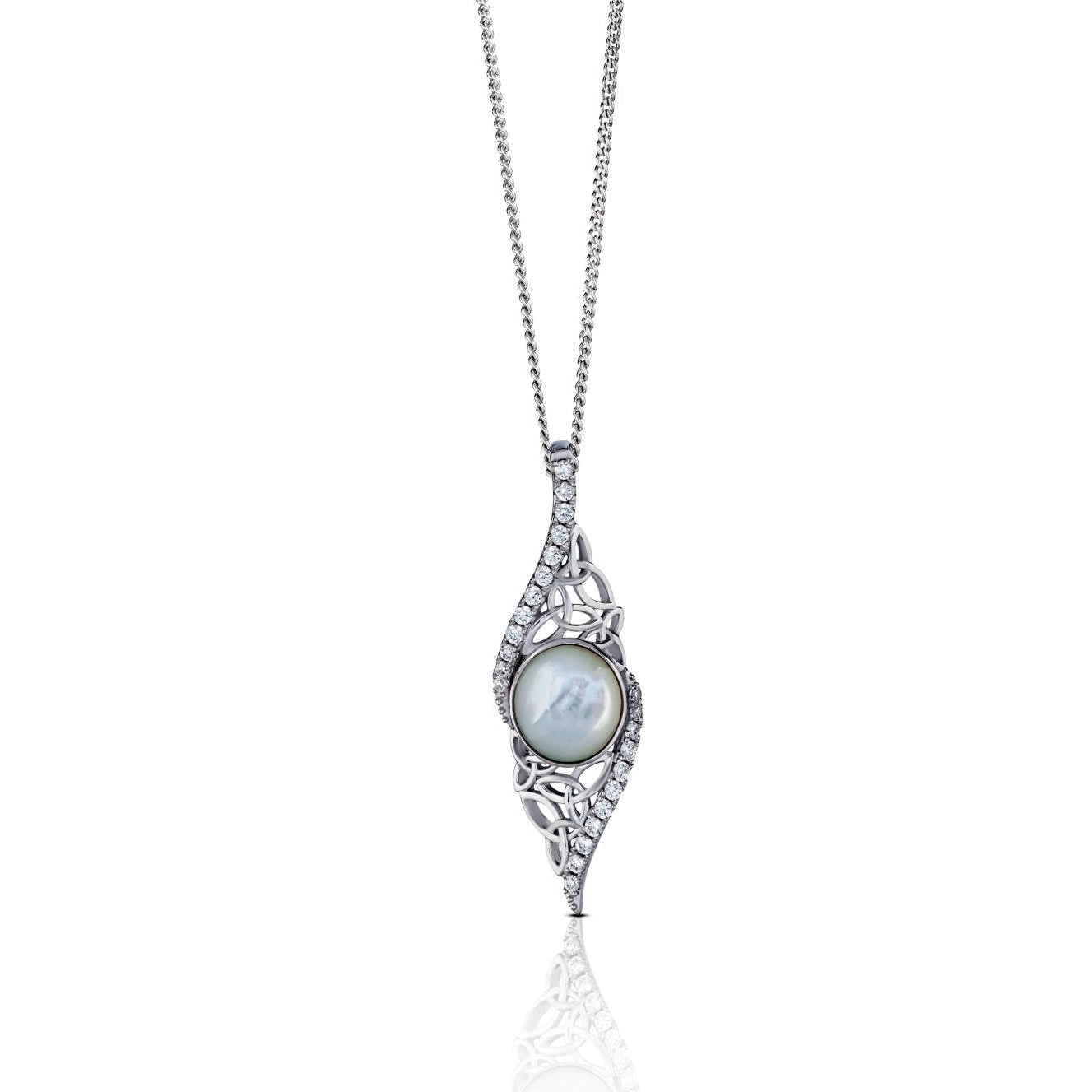 Sterling Silver Trinity Knot Mother of Pearl Arianrhod Necklace - The Celtic Gift Store - Necklaces