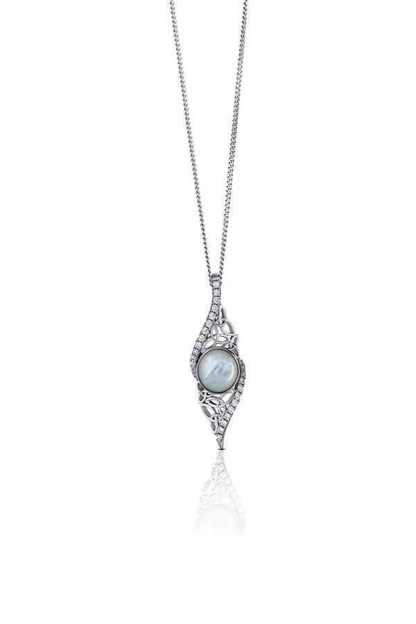 Sterling Silver Trinity Knot Mother of Pearl Arianrhod Necklace - The Celtic Gift Store - Necklaces