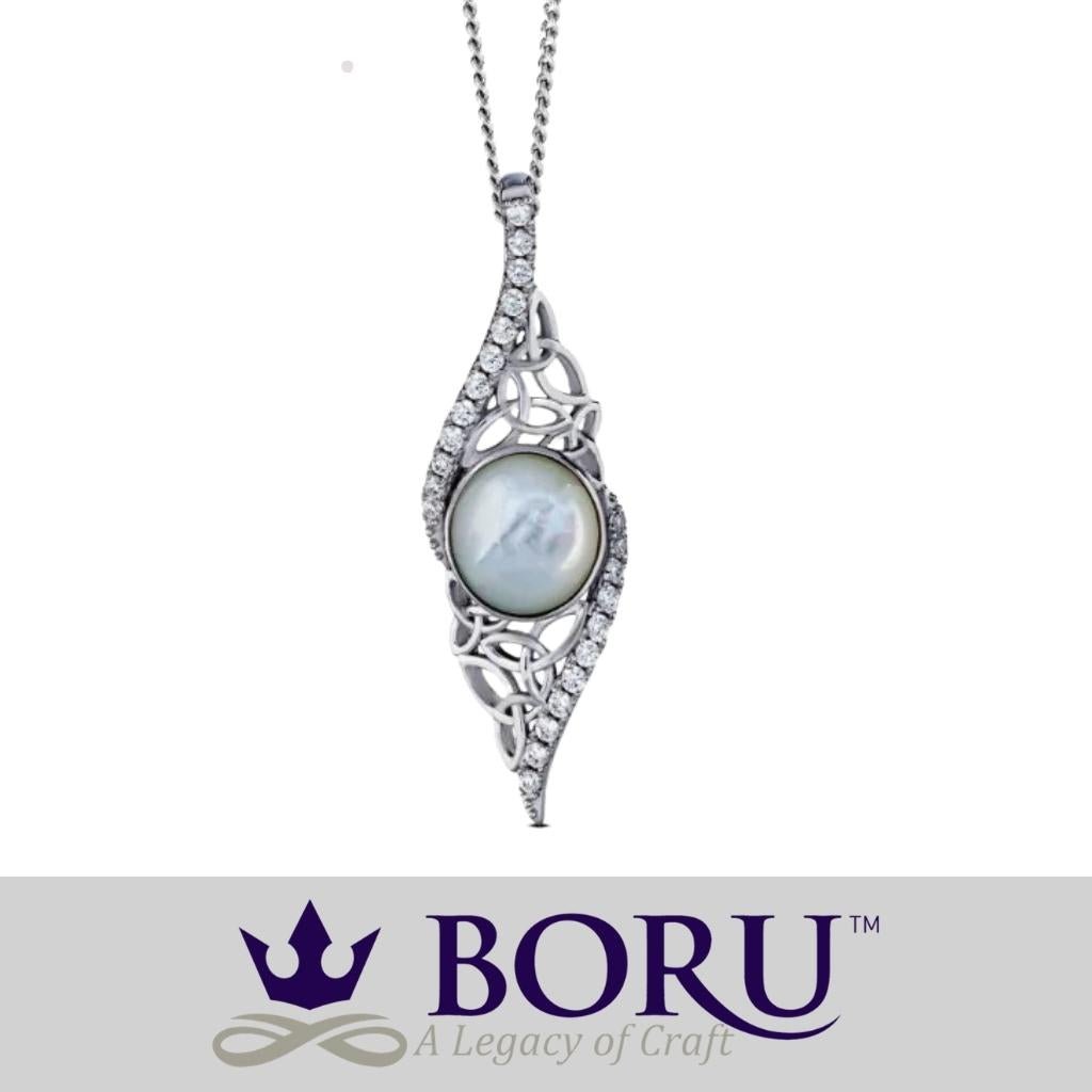 Sterling Silver Trinity Knot Mother of Pearl Arianrhod Necklace
