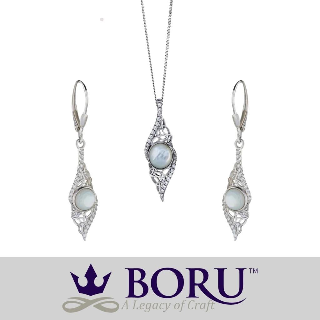 Sterling Silver Trinity Knot Mother of Pearl Arianrhod Necklace