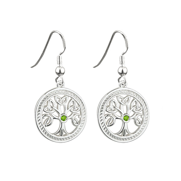 Sterling Silver Trinity Knot Tree of Life Drop Earrings - The Celtic Gift Store - Earrings