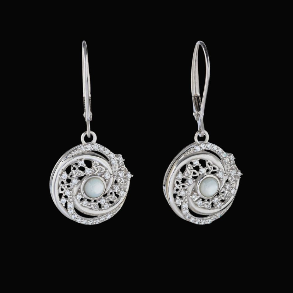 Sterling Silver Trinity Swirl Mother of Pearl Arianrhod Earrings