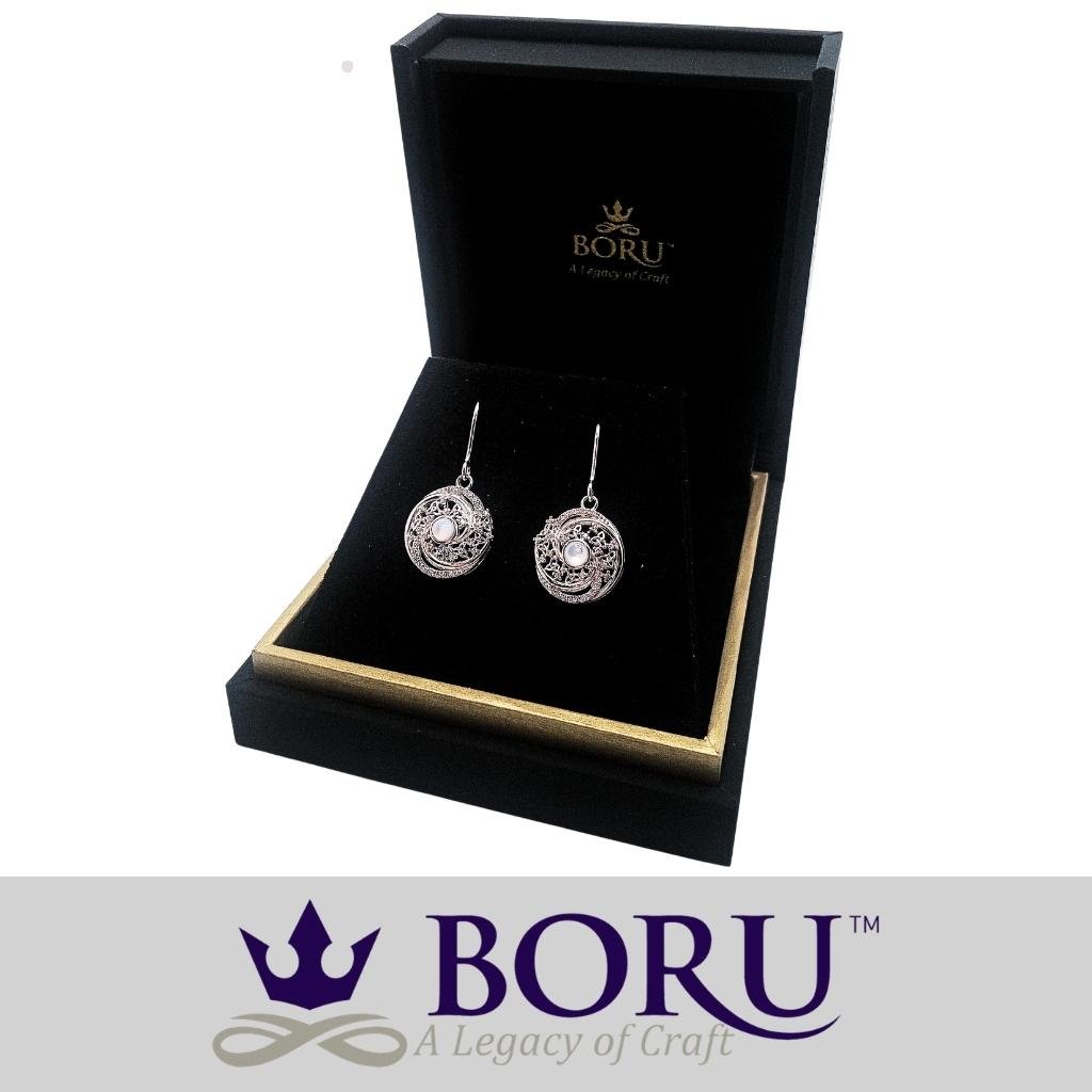 Sterling Silver Trinity Swirl Mother of Pearl Arianrhod Earrings