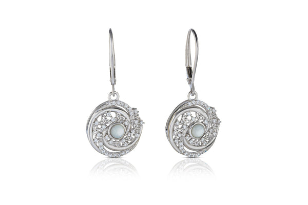 Sterling Silver Trinity Swirl Mother of Pearl Arianrhod Earrings - The Celtic Gift Store - Earrings