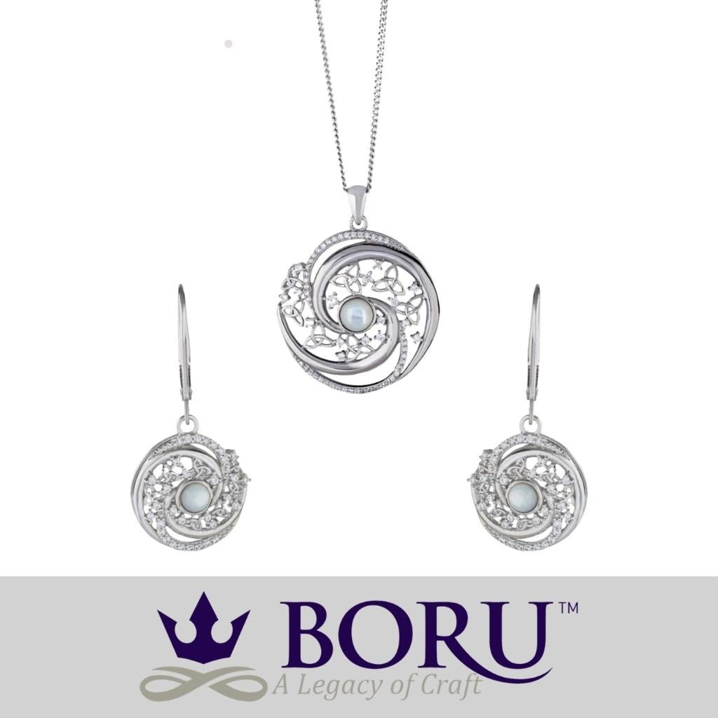 Sterling Silver Trinity Swirl Mother of Pearl Arianrhod Necklace