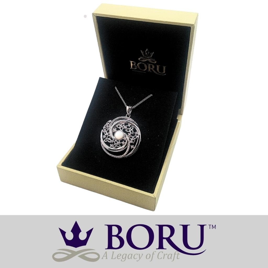 Sterling Silver Trinity Swirl Mother of Pearl Arianrhod Necklace