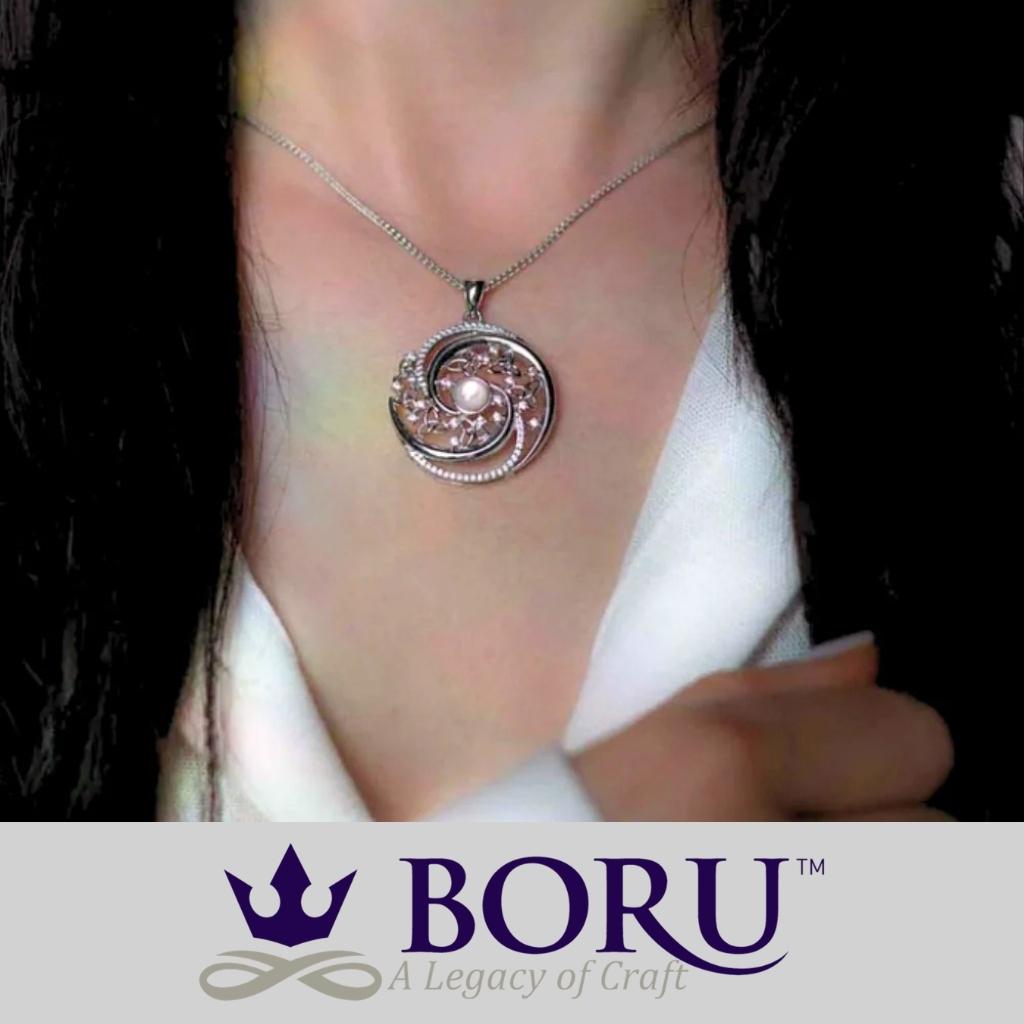Sterling Silver Trinity Swirl Mother of Pearl Arianrhod Necklace