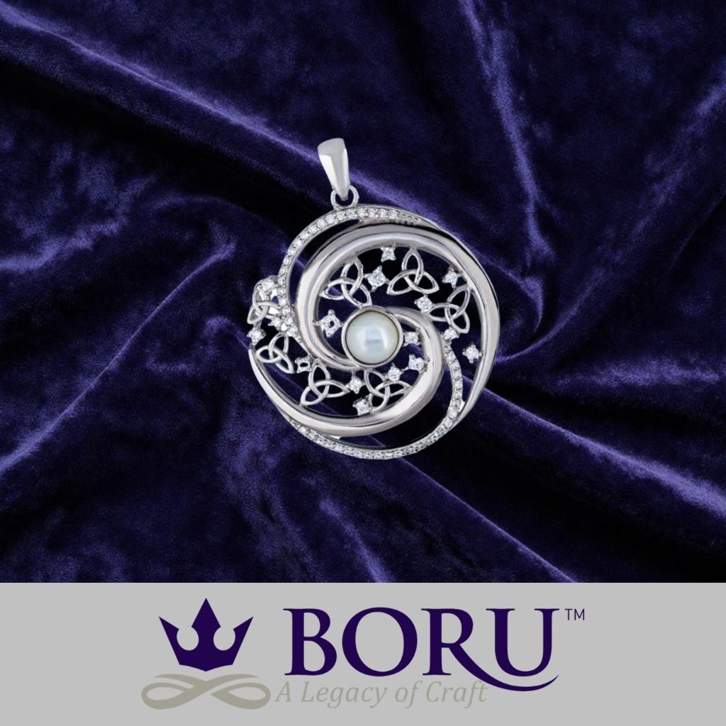 Sterling Silver Trinity Swirl Mother of Pearl Arianrhod Necklace