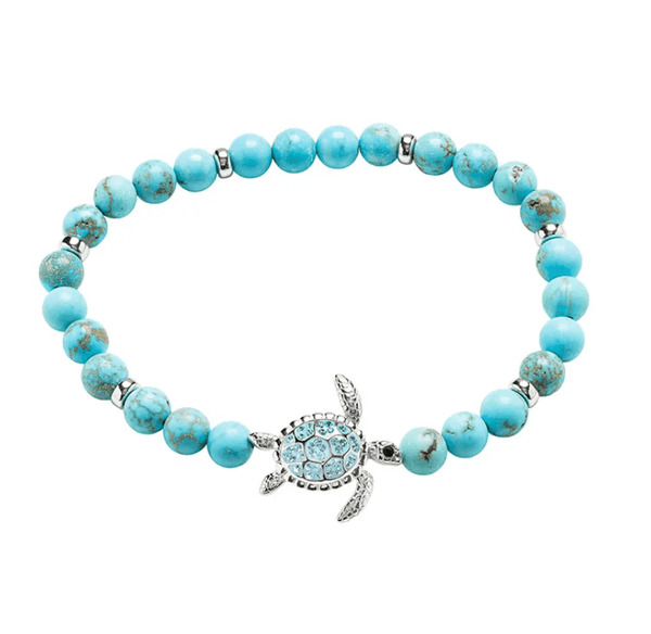 Sterling Silver Turquoise and Blue Turtle Stretch Bracelet - The Celtic Gift Store - Jewelry