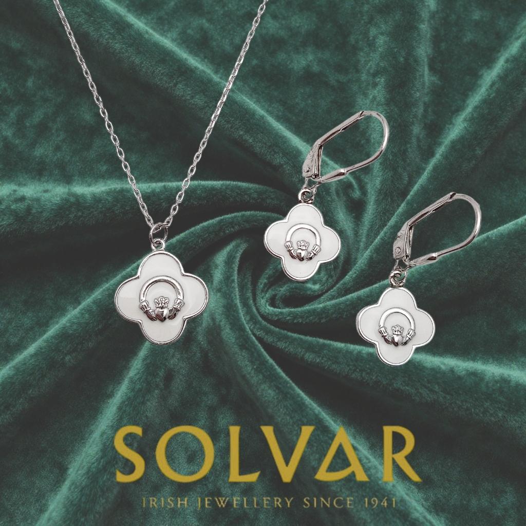 Sterling Silver White Enamel Claddagh Necklace by Solvar Jewelry - Necklaces