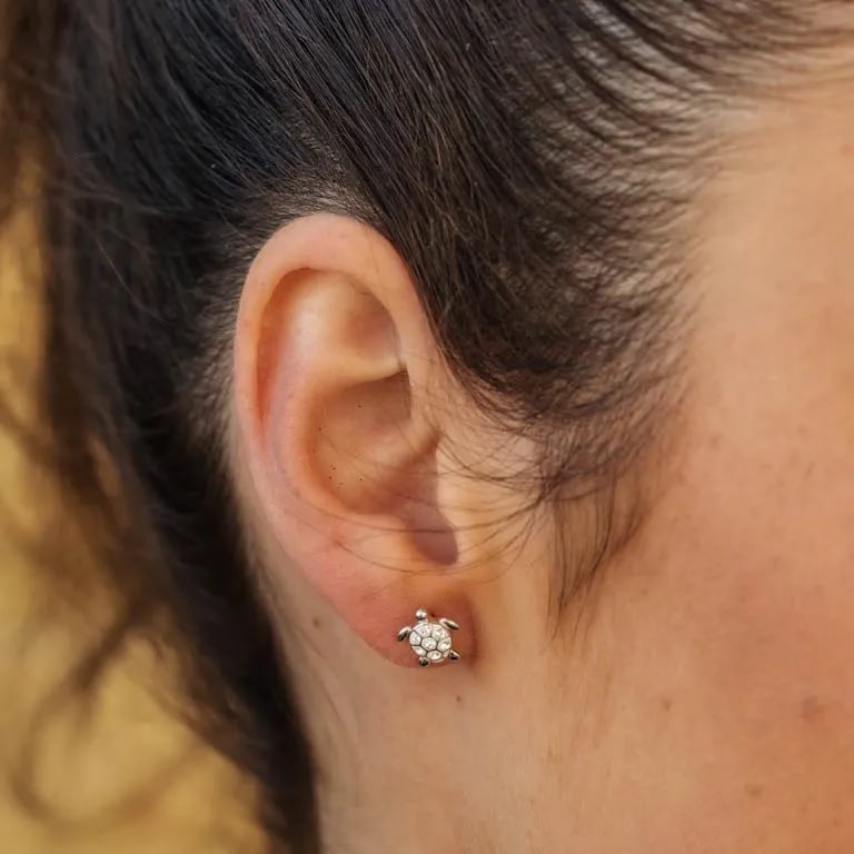Sterling Silver White Turtle Stud Earrings - The Celtic Gift Store - Jewelry