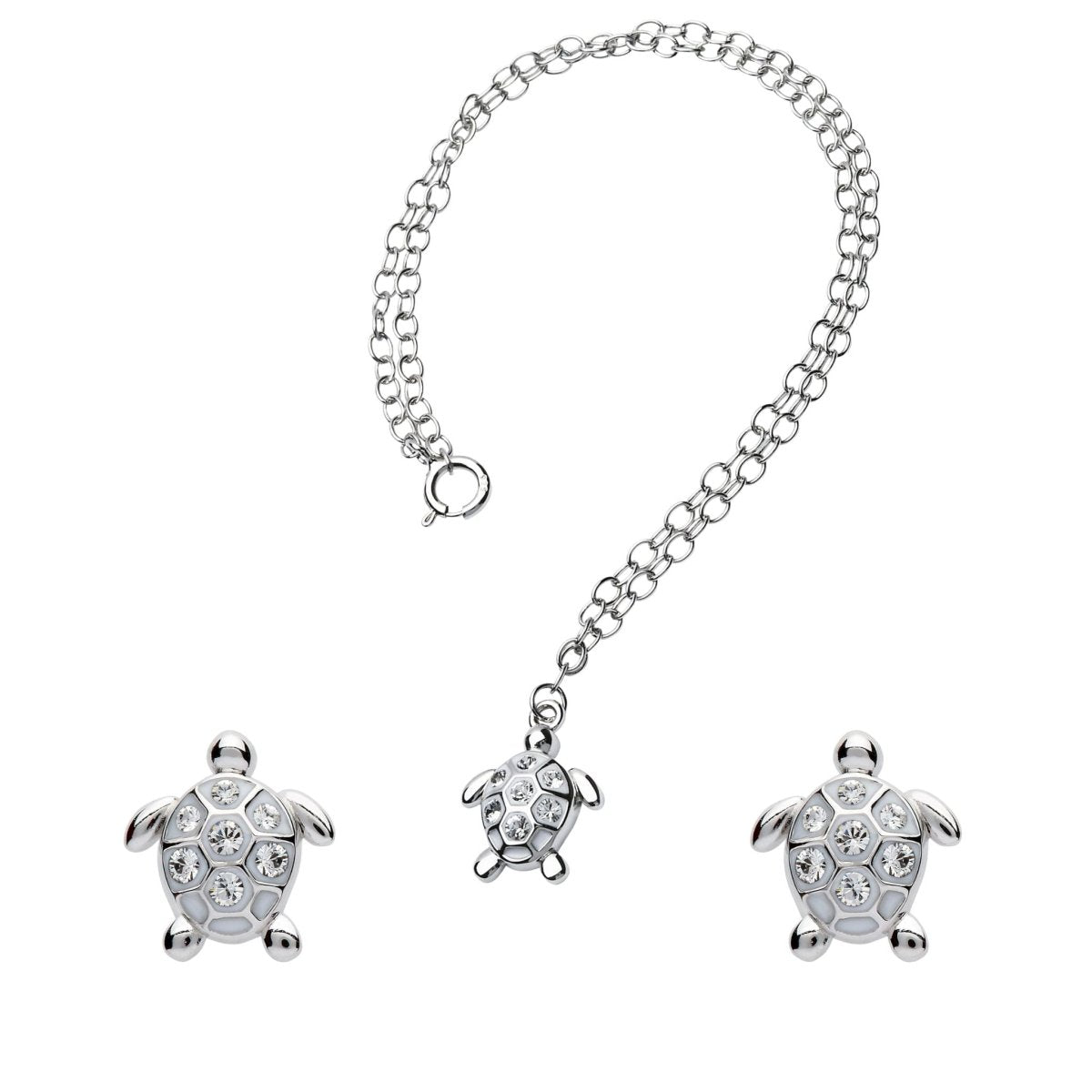Sterling Silver White Turtle Stud Earrings - The Celtic Gift Store - Jewelry
