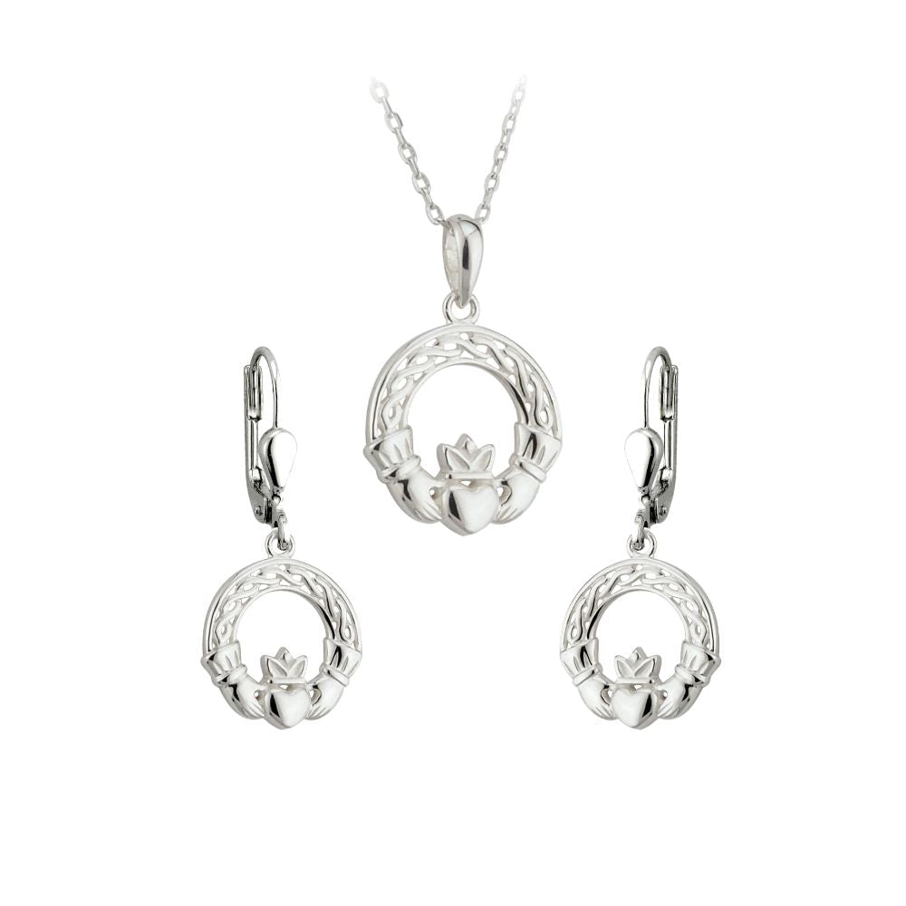 Sterling Silver Woven Celtic Knot Claddagh Necklace