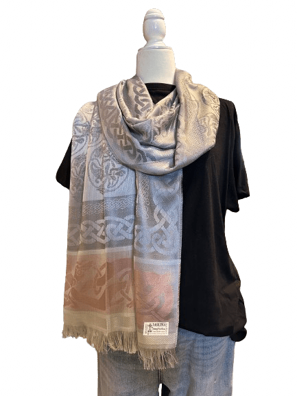 Stole with Celtic Motif - Pink/Grey - The Celtic Gift Store - Scarves & Shawls