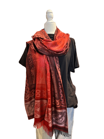 Stole with Celtic Motif - Red - The Celtic Gift Store - Apparel & Accessories