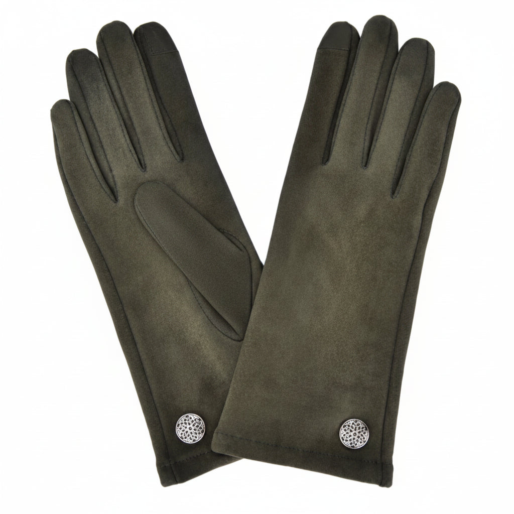 Suede Top Gloves - Dark Olive