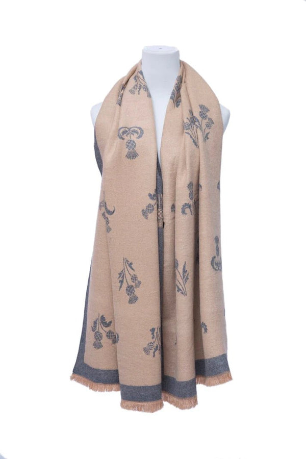 Supersoft Thistle - Light Beige/Grey - The Celtic Gift Store - Scarves & Shawls