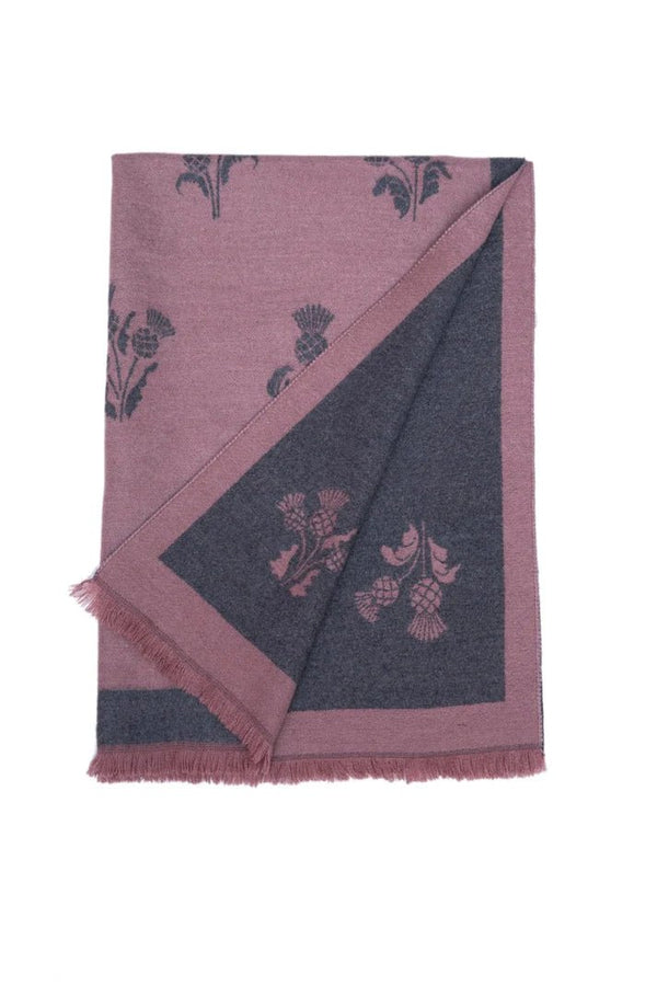 Supersoft Thistle Scarf - Pink/Grey - The Celtic Gift Store - Scarves & Shawls