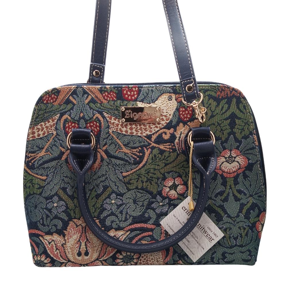 Tapestry Convertible Bag- Strawberry Thief Bird Blue