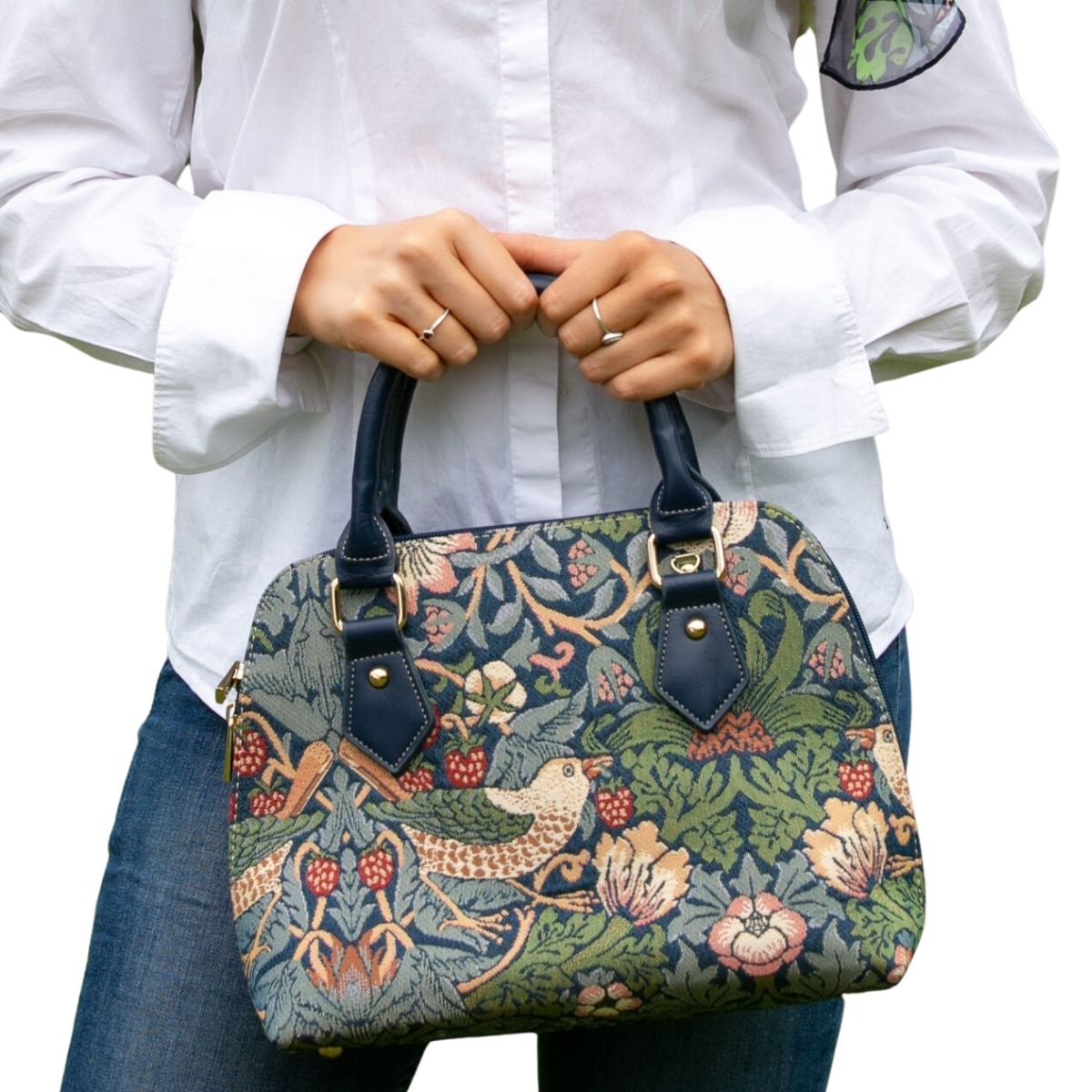 Tapestry Convertible Bag - Strawberry Thief Bird Blue