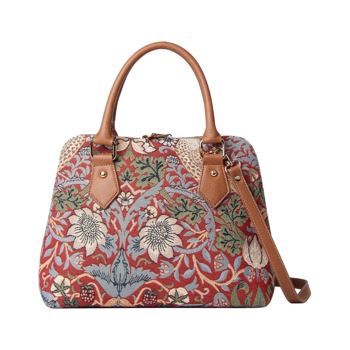 Tapestry Convertible Bag - Strawberry Thief Bird Red