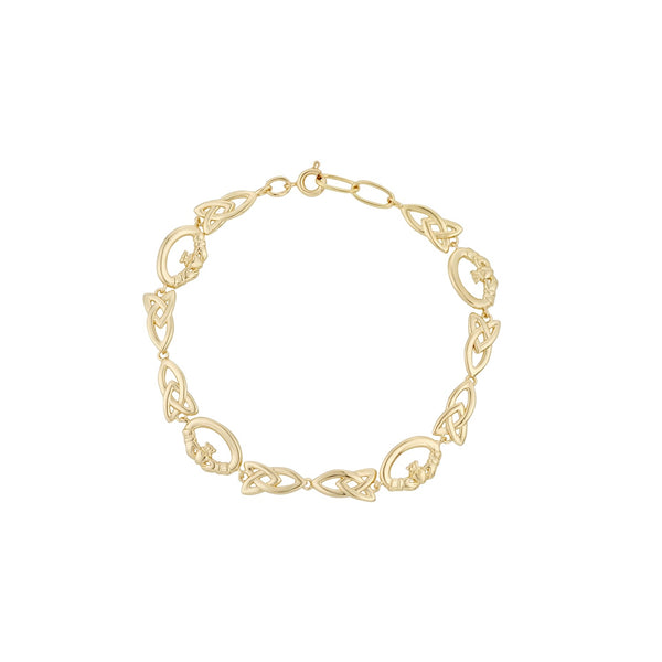 Tara Gold Plated Claddagh & Trinity Knot Bracelet - The Celtic Gift Store - 