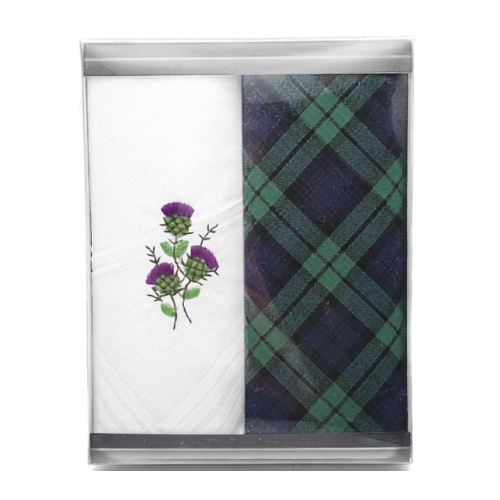 Tartan and Thistle Handkerchiefs - Pack of 2