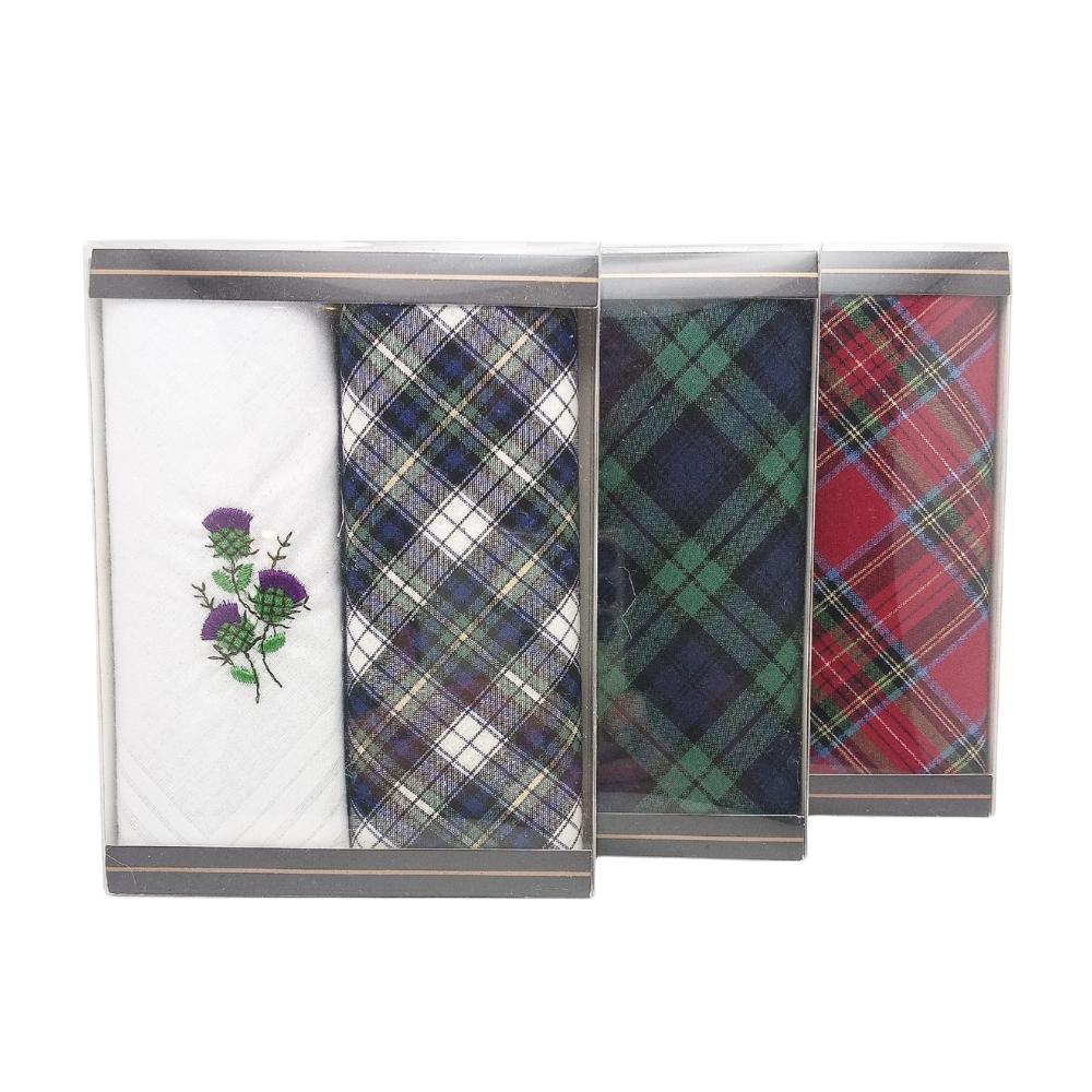 Tartan and Thistle Handkerchiefs - Pack of 2