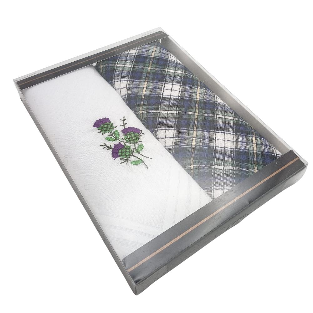 Tartan and Thistle Handkerchiefs - Pack of 2