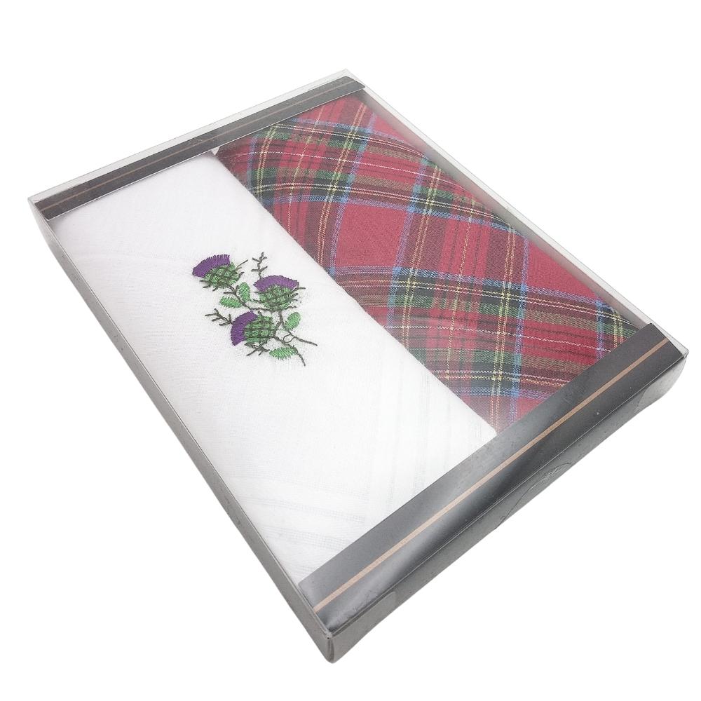 Tartan and Thistle Handkerchiefs - Pack of 2