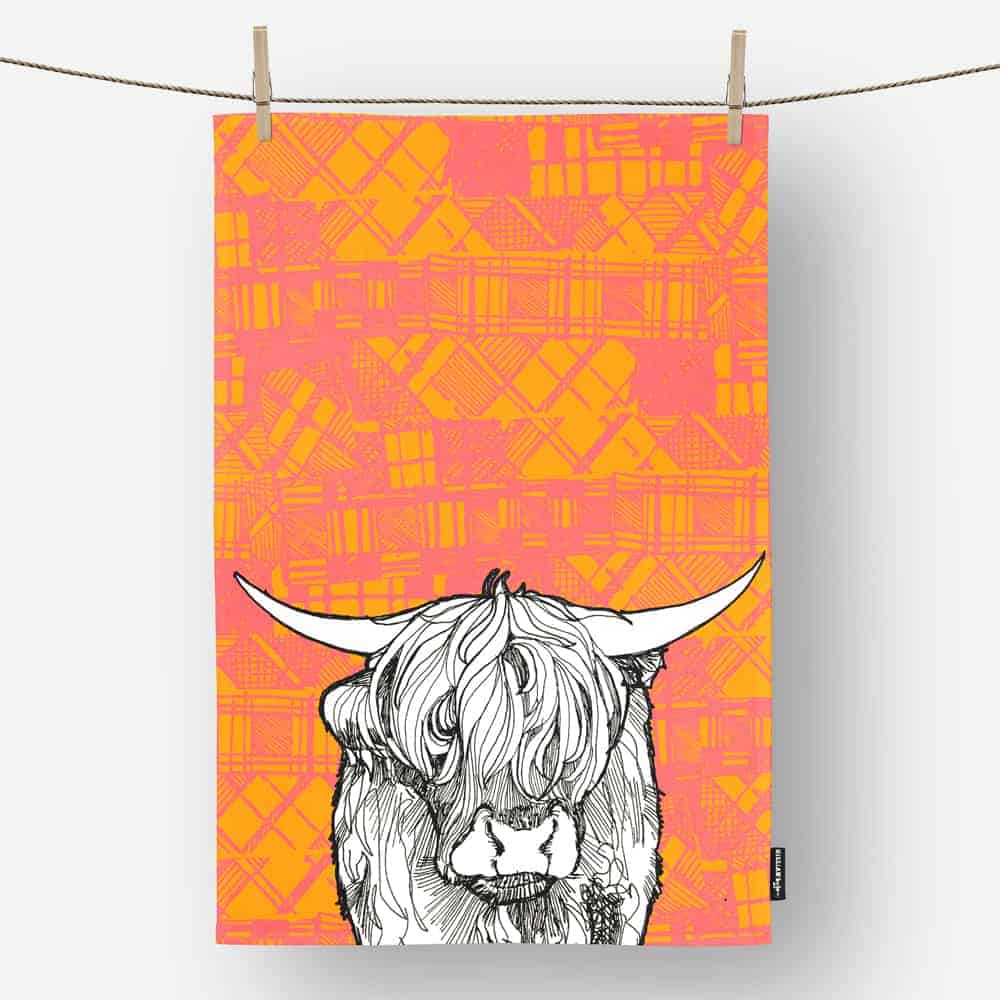 Tartan Coo Tea Towel - The Celtic Gift Store - Kitchenware