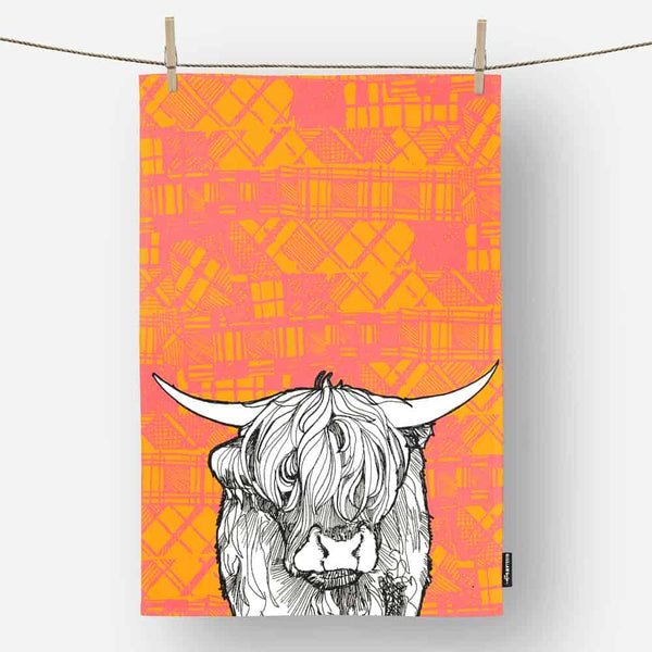 Tartan Coo Tea Towel - The Celtic Gift Store - Kitchenware