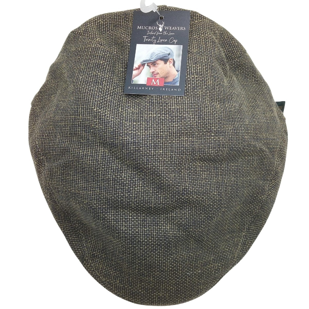 Textured Brown/Green Mucros Weavers Linen Cap by Mucros Weavers - Hats